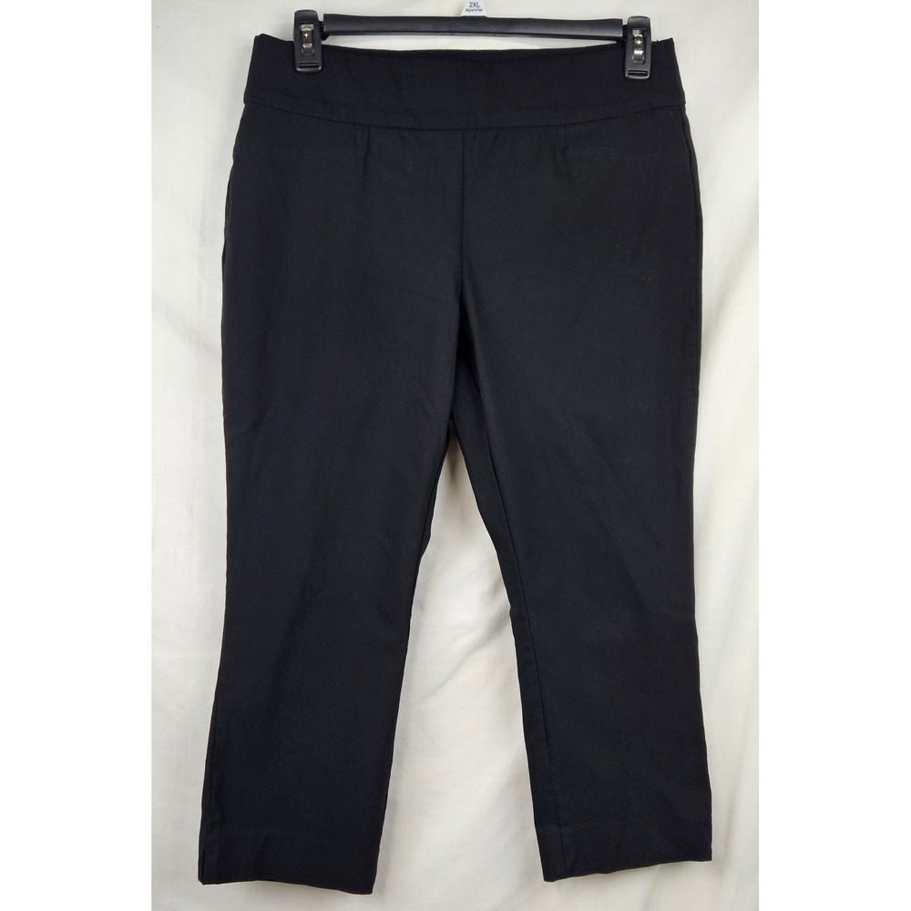 St John's Bay Womens Black Pull On Capri Pants Size 14 Stretch‎ Cropped Trousers